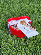 Heart Shaped Soy Wax Candle – 8oz | Rose Petals & “Key to My Heart” Design