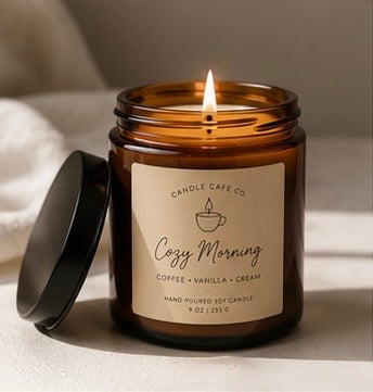 Cozy Amber Jar Soy Candle | Aesthetic Minimalist Candle | Handmade Candle Gift | Home Decor Candle