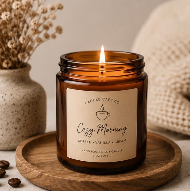 Cozy Amber Jar Soy Candle | Aesthetic Minimalist Candle | Handmade Candle Gift | Home Decor Candle