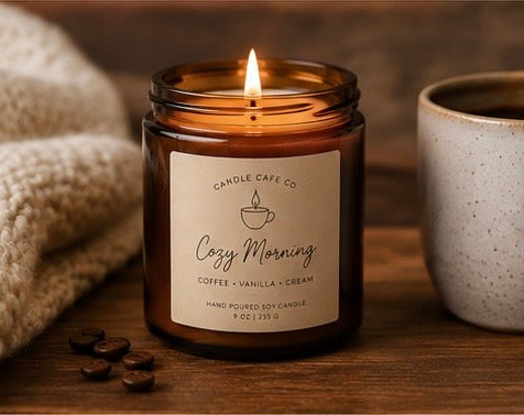 Cozy Amber Jar Soy Candle | Aesthetic Minimalist Candle | Handmade Candle Gift | Home Decor Candle