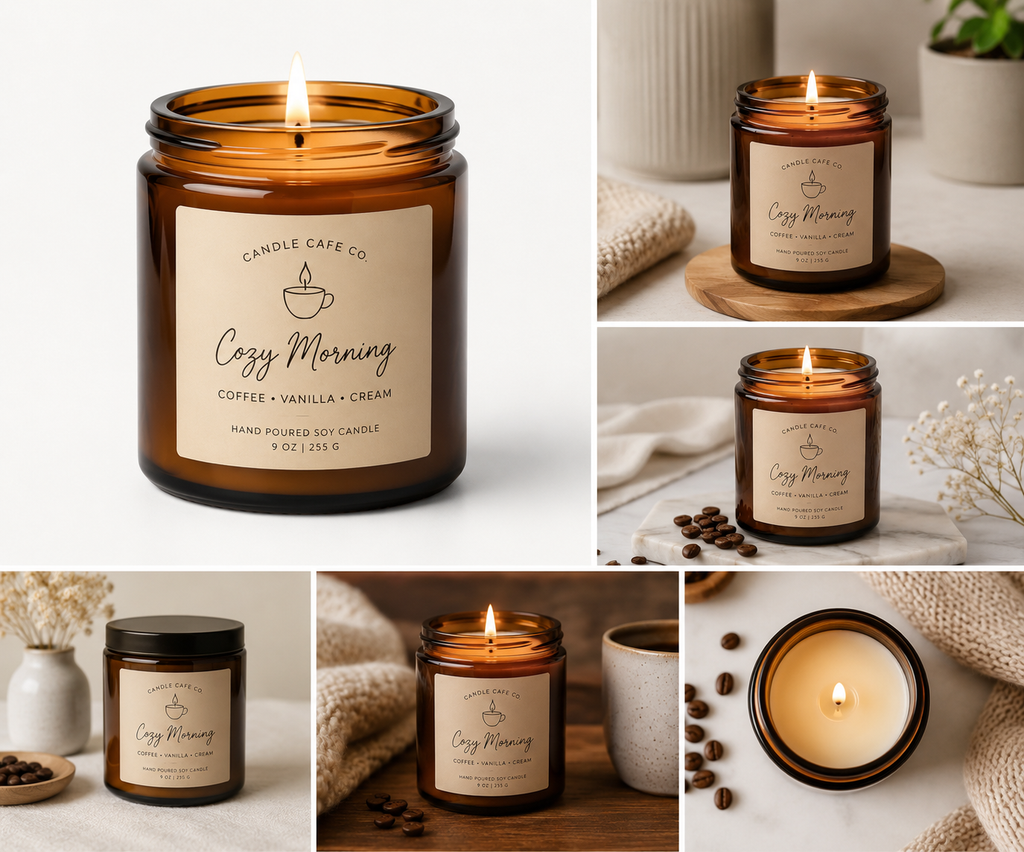 Cozy Amber Jar Soy Candle | Aesthetic Minimalist Candle | Handmade Candle Gift | Home Decor Candle