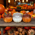 Orange Glass Pumpkin Candle with Crackling Wooden Wicks