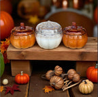 Orange Glass Pumpkin Candle with Crackling Wooden Wicks