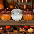 Orange Glass Pumpkin Candle with Crackling Wooden Wicks