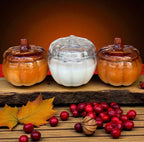 Orange Glass Pumpkin Candle with Crackling Wooden Wicks