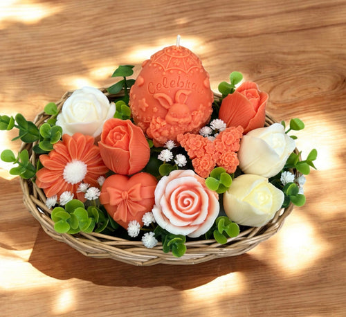 Bouquet Soy Wax Candles/Wax Melts In Gift Basket