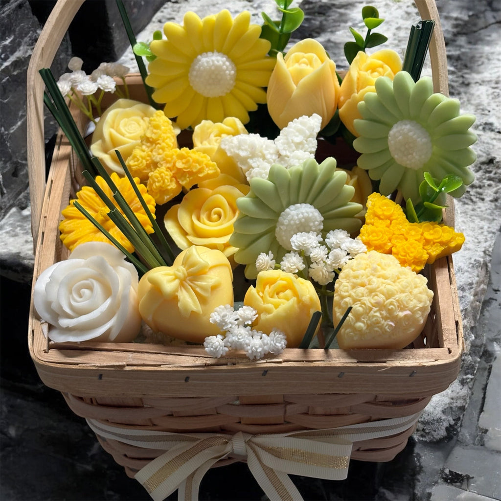 Bouquet Soy Wax Candles/Wax Melts In Gift Basket