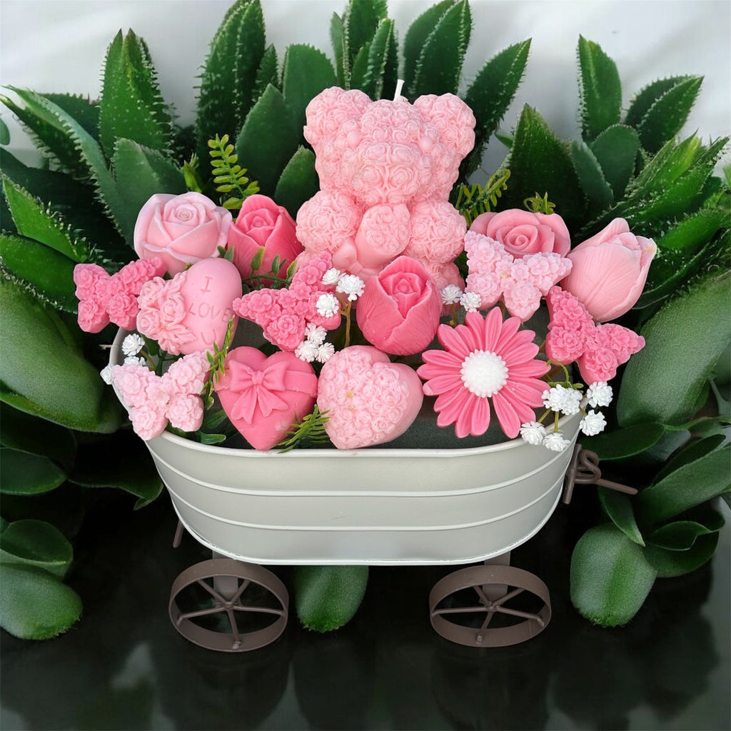 Bouquet Soy Wax Candles/Wax Melts In wagon Basket