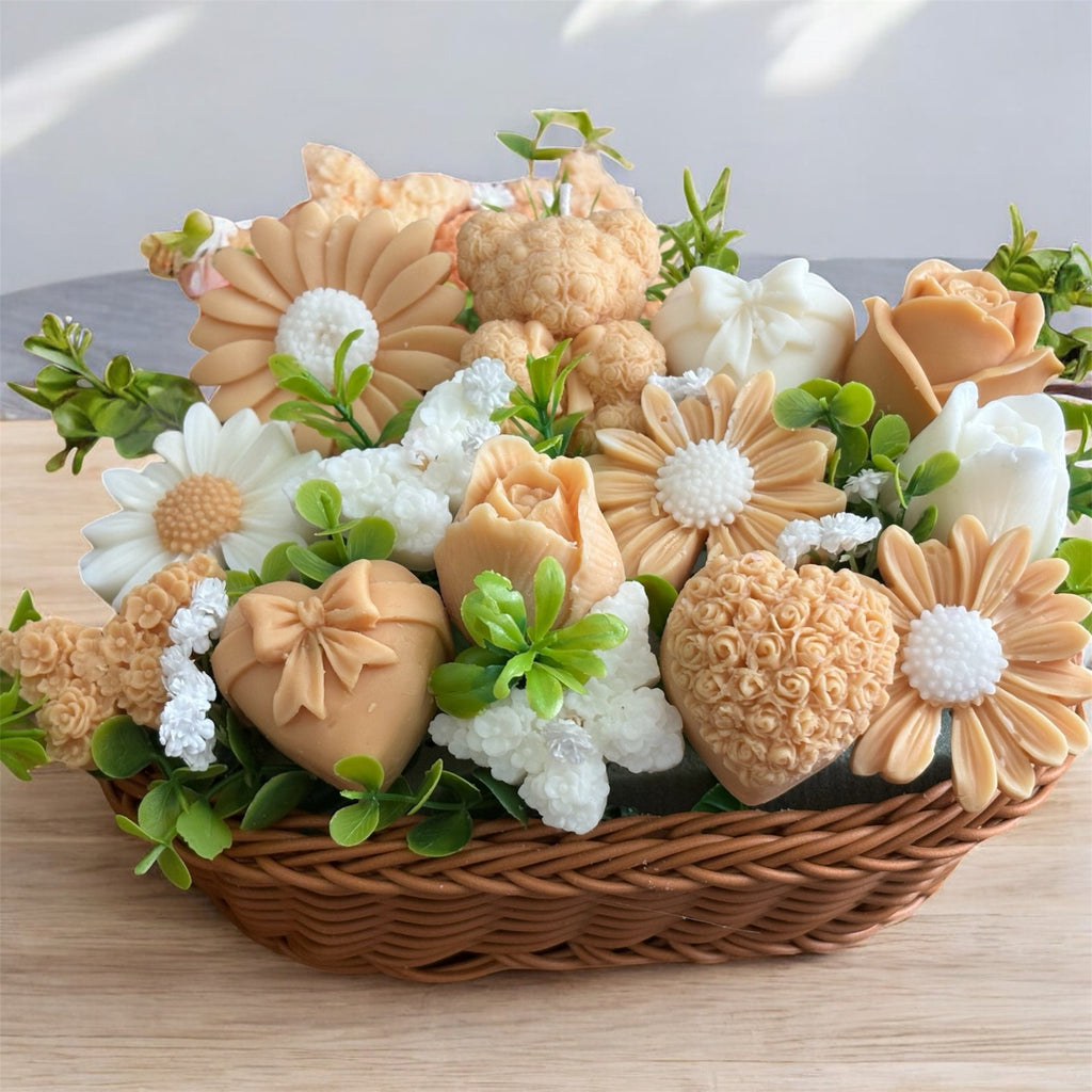 Bouquet Soy Wax Candles/Wax Melts In willow basket