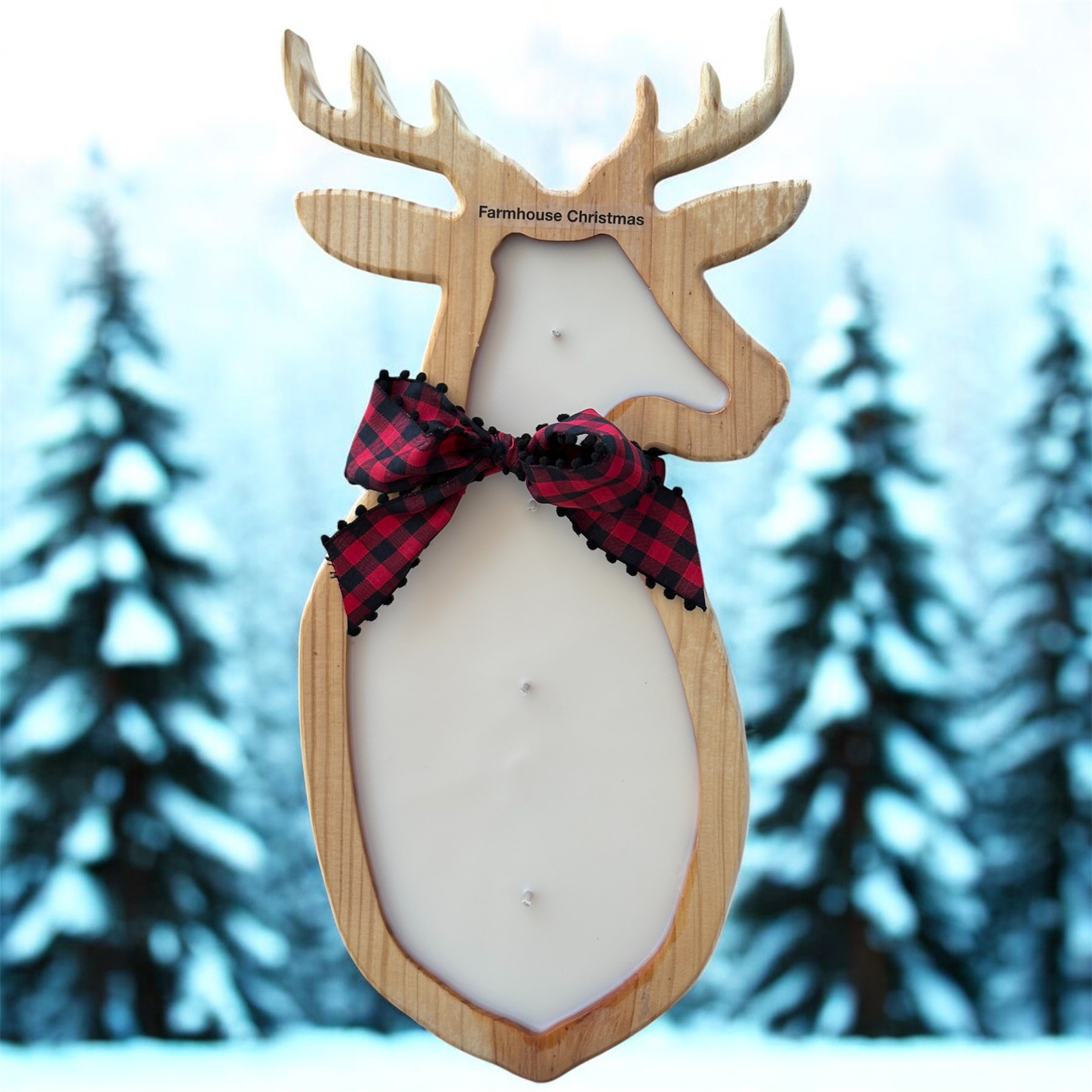 Wooden Deer Holiday Candle